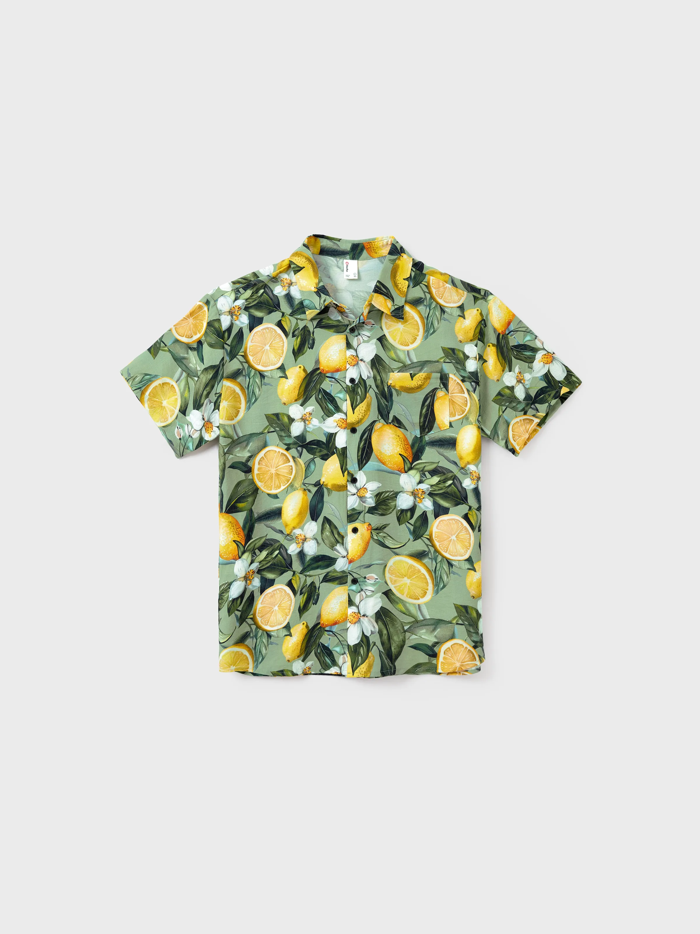 Matching Family Outfits Lemon Print Hawaiian Shirts & Summer Dresses Tropical Vacation Clothes for Men, Women & Kids Green - Image 30